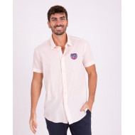 Chemise manches courtes unie en voile de coton