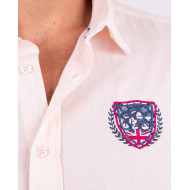 Chemise manches courtes unie en voile de coton