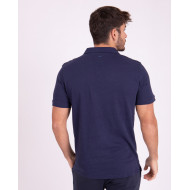 Polo manches courtes en coton lin avec vignette 3D