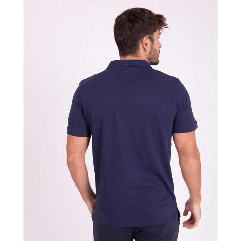 Polo manches courtes en coton lin avec vignette 3D