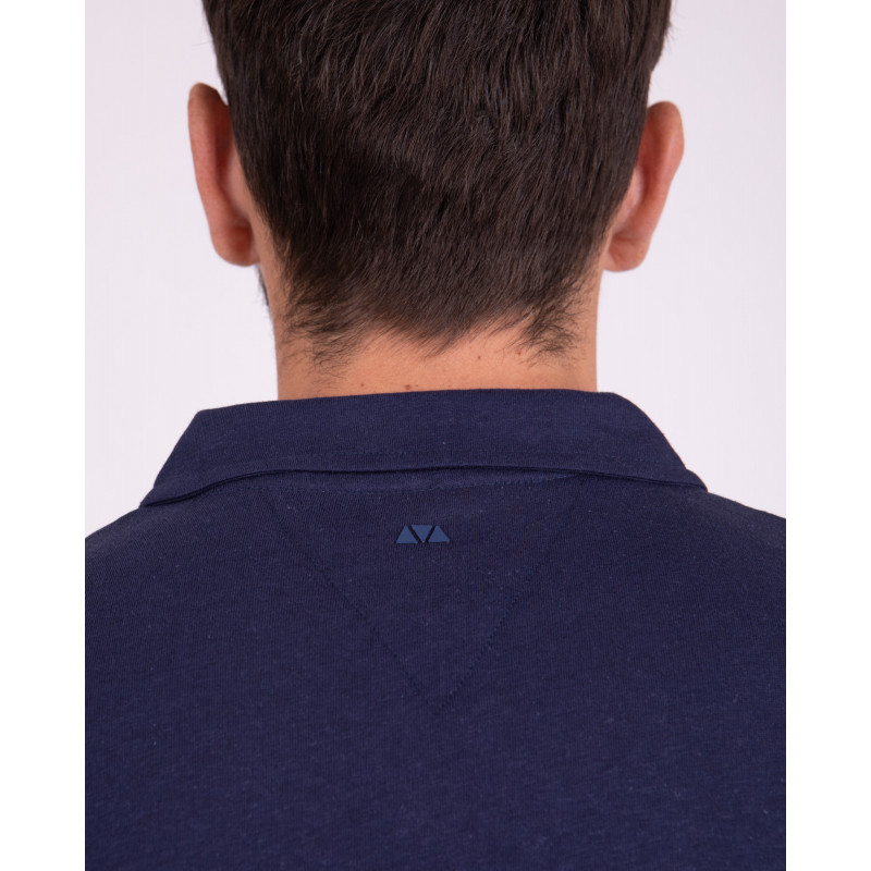 Polo manches courtes en coton lin avec vignette 3D