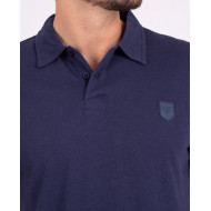 Polo manches courtes en coton lin avec vignette 3D
