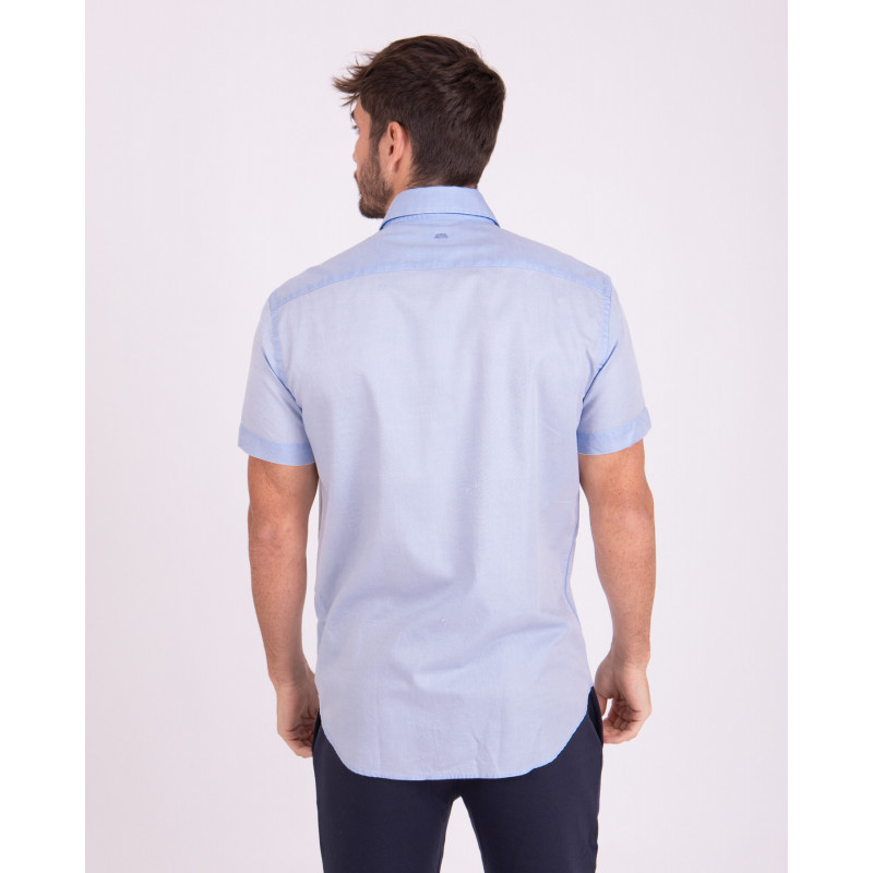 Chemise manches courtes unie avec écusson coq