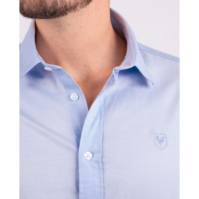Chemise manches courtes unie avec écusson coq