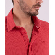 Chemise manches courtes unie en gaze de coton