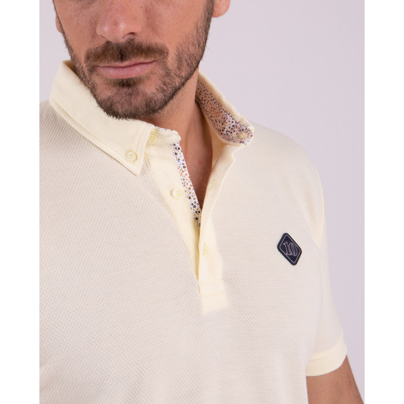 Maillot manches courtes en maille cloquée avec patch 3D