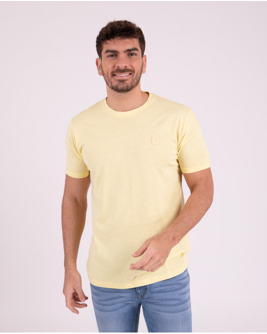 T-shirt manches courtes uni en coton lin