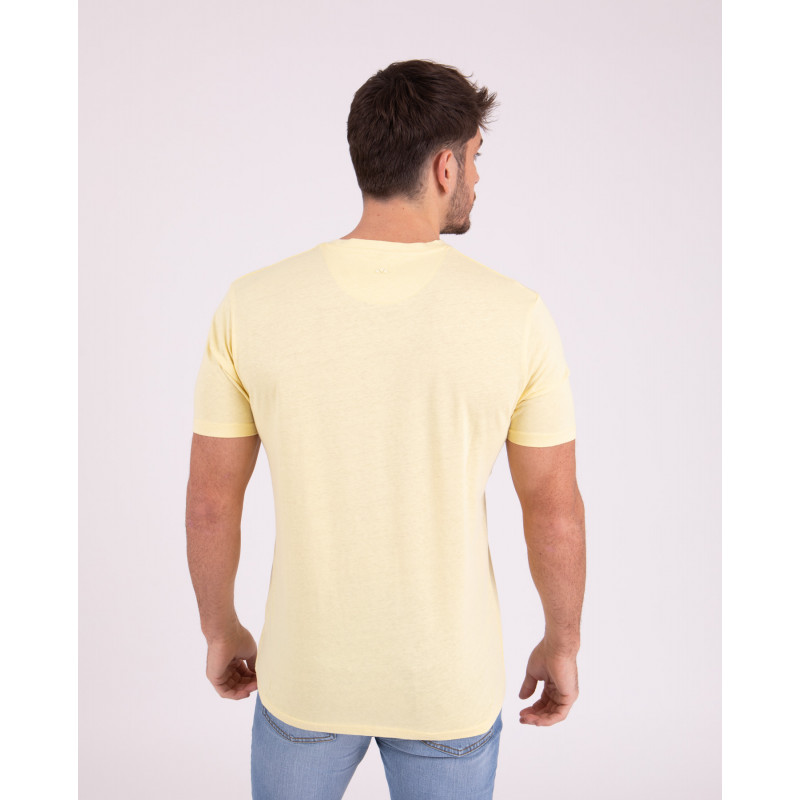 T-shirt manches courtes uni en coton lin