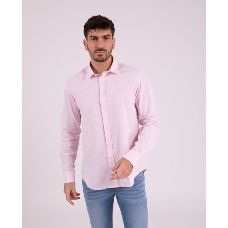 Homme Chemise Couleur unie Couleur Pleine Boutonné Sous Patte Rose