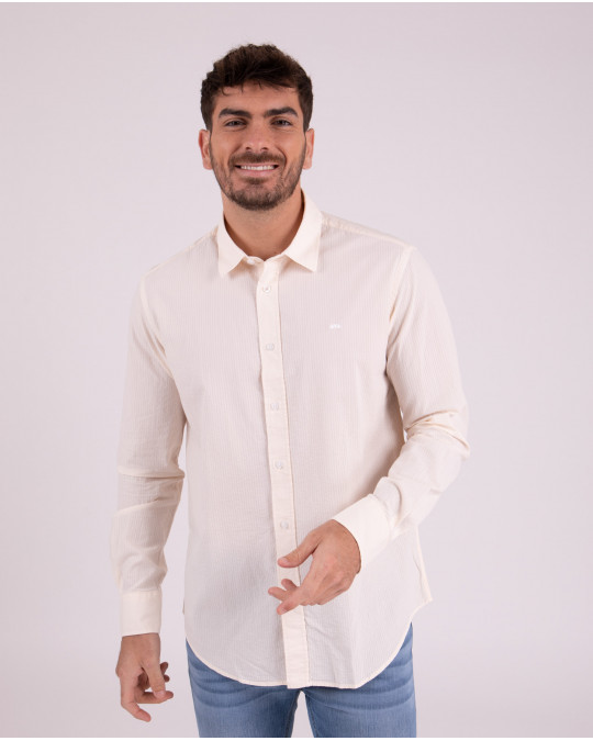 Chemise manches longues texturée beige