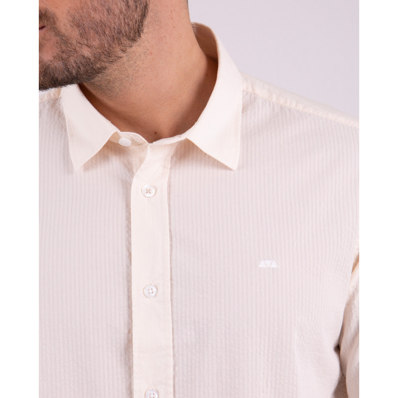 Chemise manches longues texturée beige