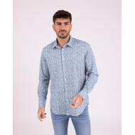 Chemise manches longues imprimée fleurs bleu