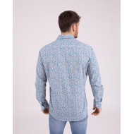 Chemise manches longues imprimée fleurs bleu