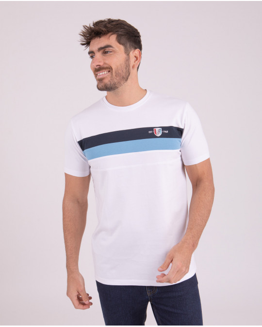 T-shirt manches courtes à bandes tricolores