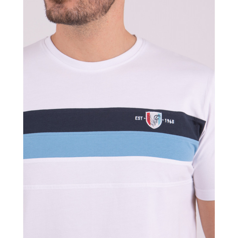 T-shirt manches courtes à bandes tricolores