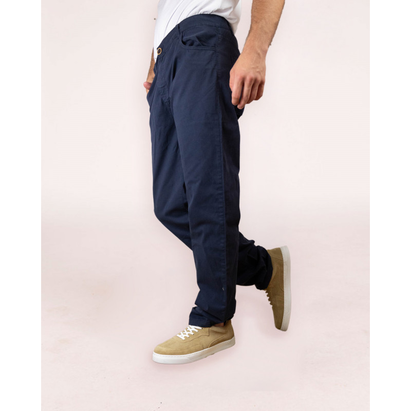 Pantalon uni 5 poches en toile fantaisie