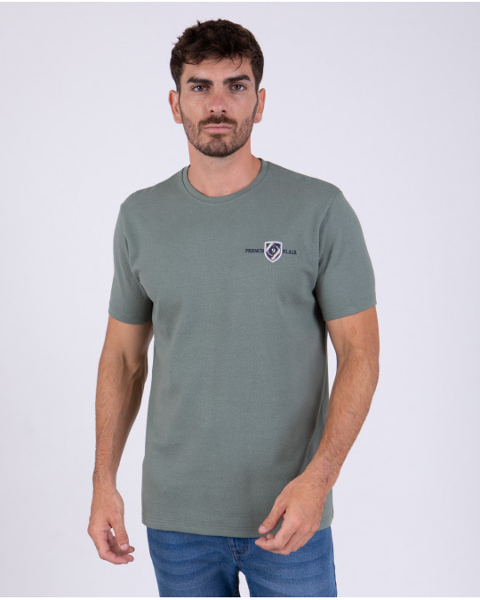 T-shirt manches courtes uni en maille fantaisie