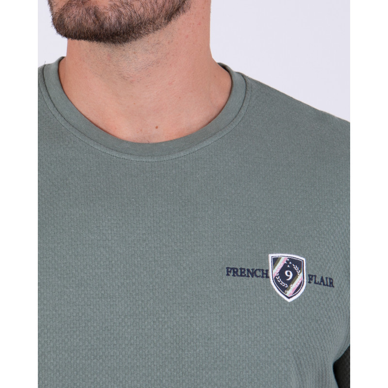 T-shirt manches courtes uni en maille fantaisie