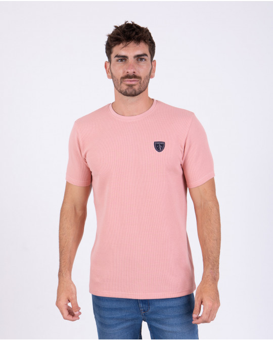 T-shirt manches courtes en maille fantaisie gaufré