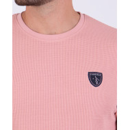 T-shirt manches courtes en maille fantaisie gaufré