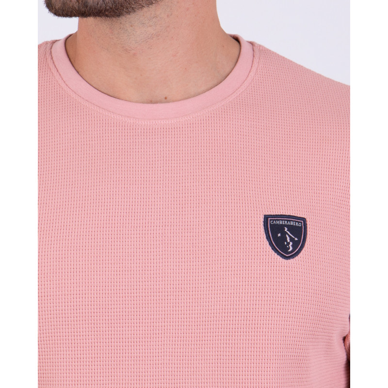 T-shirt manches courtes en maille fantaisie gaufré