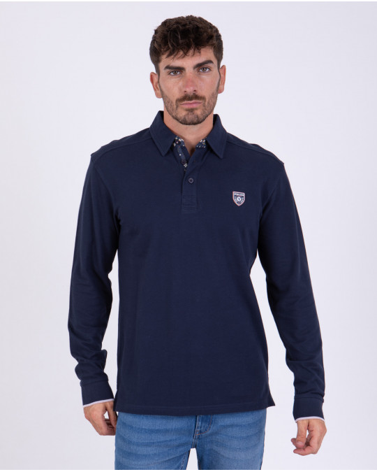 Polo manches longues avec surpiqûres épaules