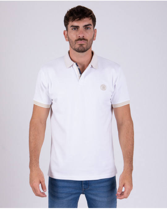 Polo manches courtes avec col rayé