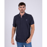 Polo manches courtes en maille fantaisie gaufrée