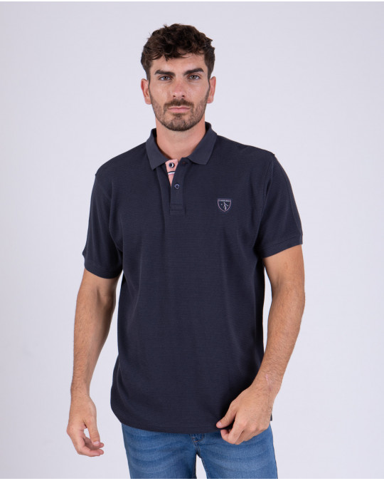 Polo manches courtes en maille fantaisie gaufrée