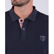 Polo manches courtes en maille fantaisie gaufrée