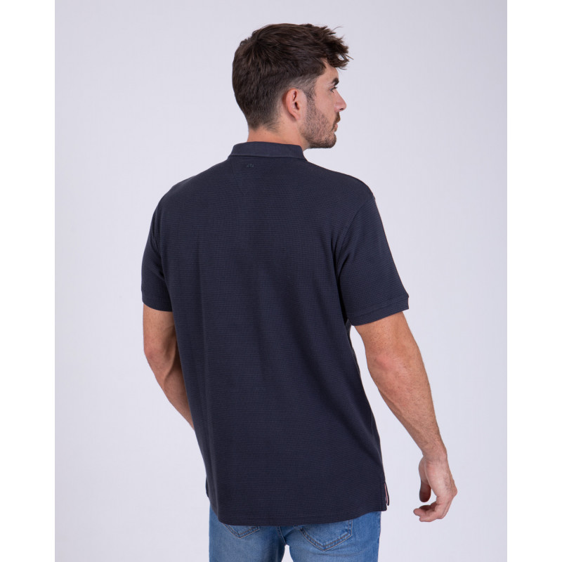 Polo manches courtes en maille fantaisie gaufrée