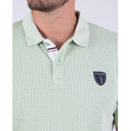 Polo manches courtes en maille fantaisie gaufrée