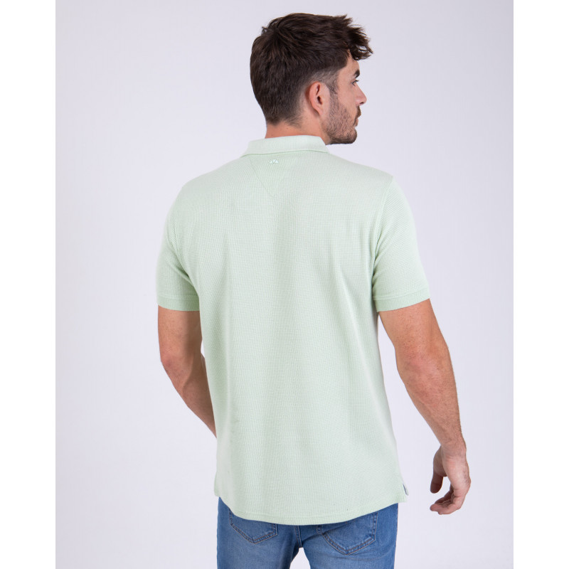 Polo manches courtes en maille fantaisie gaufrée