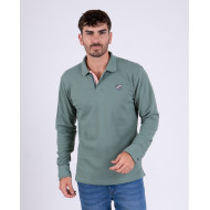Polo manches longues en maille fantaisie