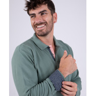 Polo manches longues en maille fantaisie