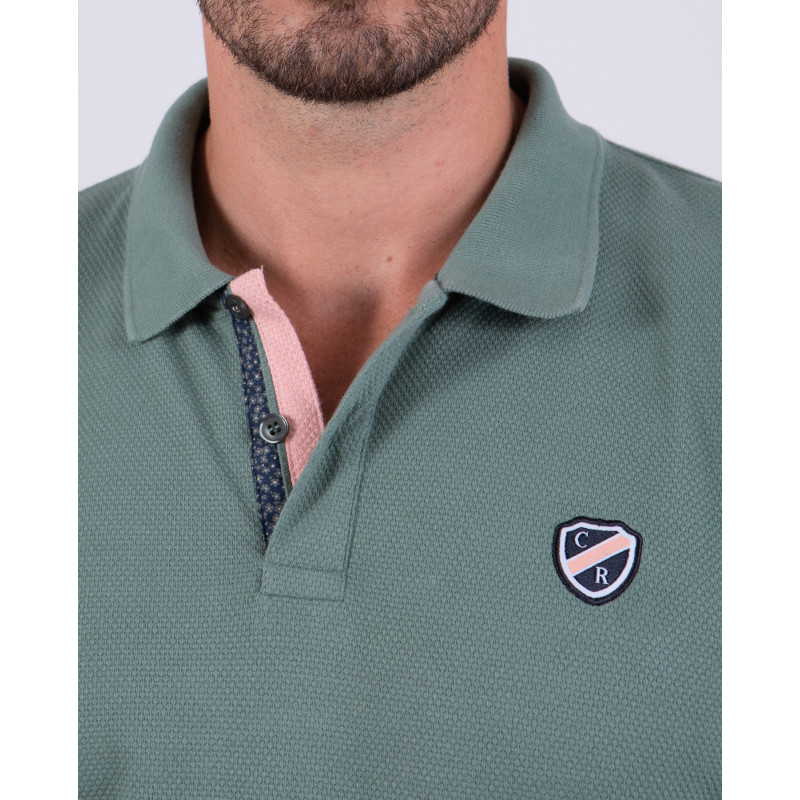 Polo manches longues en maille fantaisie