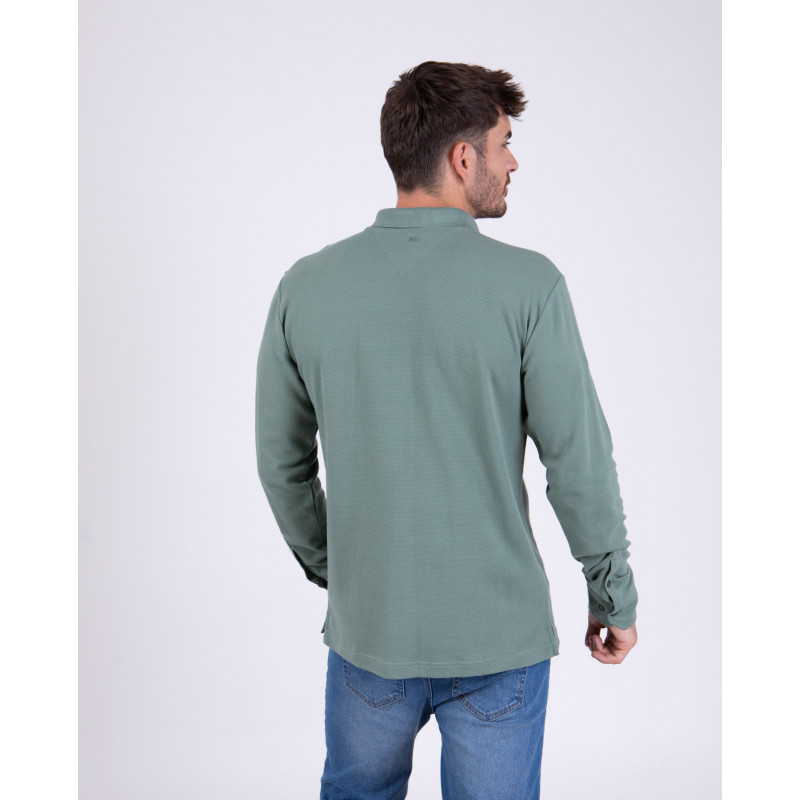 Polo manches longues en maille fantaisie