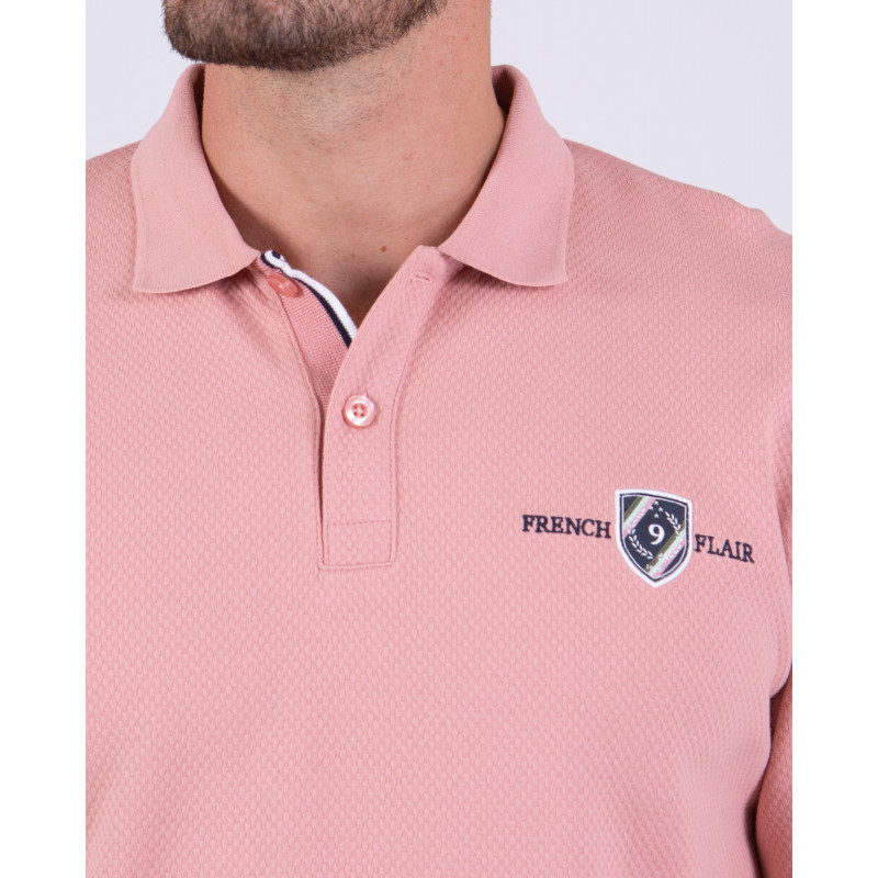 Polo manches longues en maille fantaisie