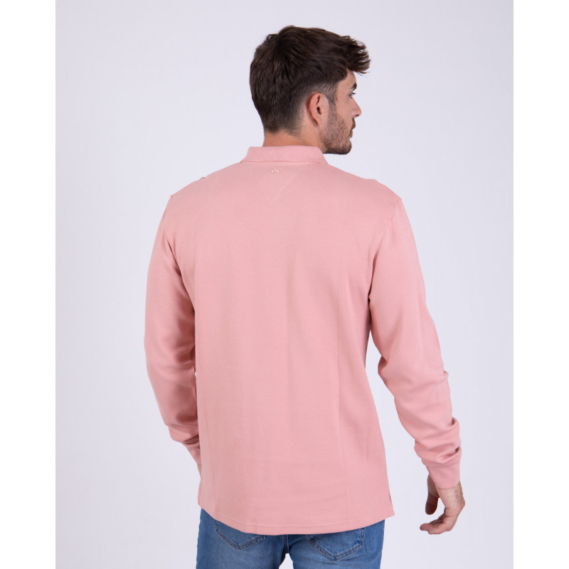 Polo manches longues en maille fantaisie