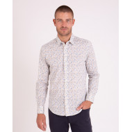 Chemise manches longues blanche à fleurs