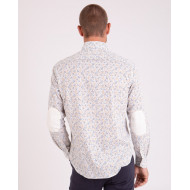 Chemise manches longues blanche à fleurs