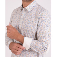 Chemise manches longues blanche à fleurs