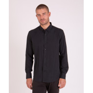 Chemise manches longues unie à détails fleuris