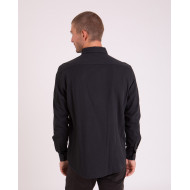 Chemise manches longues unie à détails fleuris