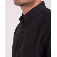 Chemise manches longues unie à détails fleuris
