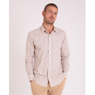 Chemise manches longues à fleurs beige