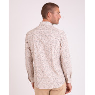 Chemise manches longues à fleurs beige