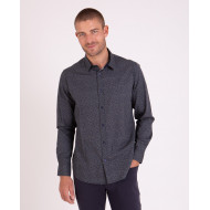 Chemise manches longues kaki à petites fleurs