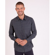 Chemise manches longues kaki à petites fleurs