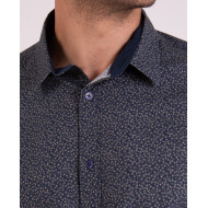 Chemise manches longues kaki à petites fleurs